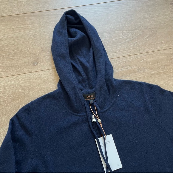 NWT Quince Mongolian Cashmere Full-Zip HoodieTrue Navy Size Medium - Picture 3 of 8